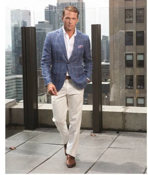 A tailored European suit on display